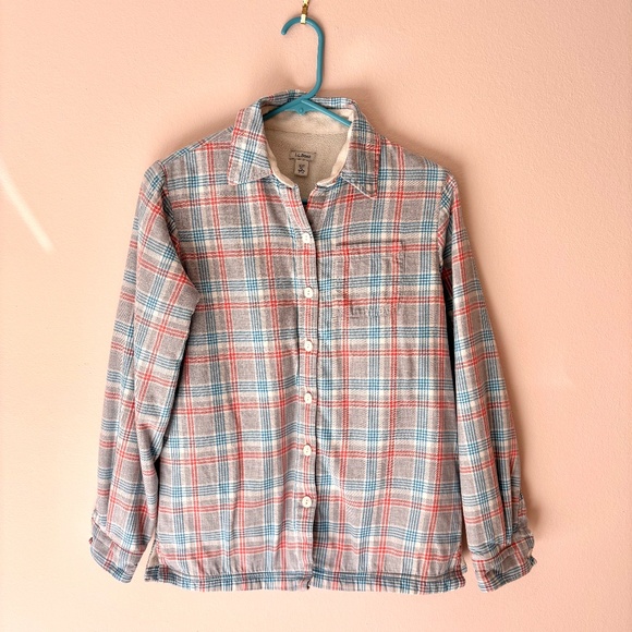 LL Bean fleece lined flannel shirt - Picture 1 of 5